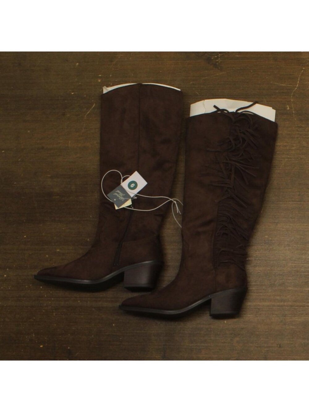 Universal Thread Patsy Tall Fringe Western Boots Cowgirl Chocolate Brown 9M